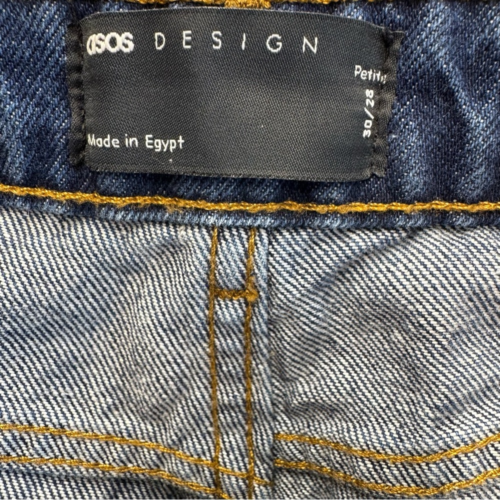 ASOS Dark Wash 100% Cotton High Rise Mom Jeans Size Petite 30/28‎ #198 - Picture 7 of 7